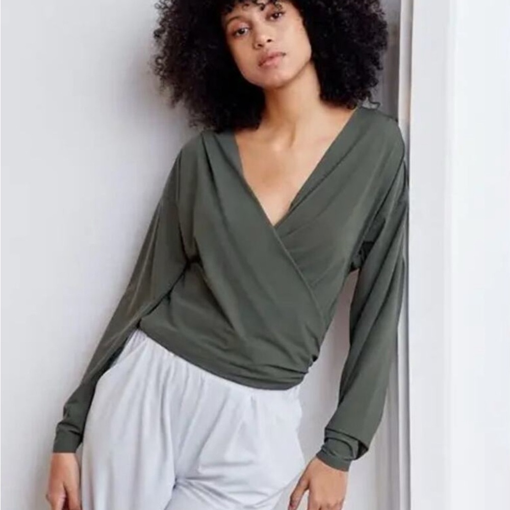 Elegant Olive Green That’s A Wrap Top by ADAY in M